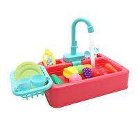 Xoktlde Kitchen Sink Toy Dishwasher Playing with Running Water Dish Wash Kitchen Role-playing PlayHouse Toddler Sink Toy with Running Water