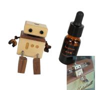Xoktlde Shaking Wooden Man Figurine, Car Air Freshener, Shaking Feet Doll With Magnetics Base For Car Dashboard Decorations, Dashboard Figurines For Home Office Gifts Handmade Robot Figurine