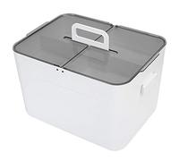 Xolsurg Large Double Layer Office White Plastic Storage Box Compartment Chest for Home Office Classroom