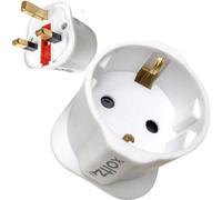 Xoltz European to UK Plug Adaptor 1 Pack EU Euro Europe Schuko Travel Adapter to UK Socket Converter From Spain Italy Germany 13A Type C E F