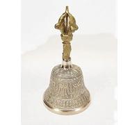 XOMARK Pure Brass Tibetan Meditation & Healing Bell, 5 Inch, Buddhist Prayer Bell for Yoga, Chakra Healing, Sound Therapy, Home Temple Puja, Yellow Gold