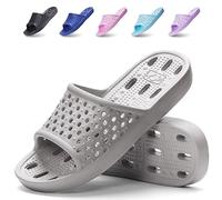 Xomiboe Shower Shoes Quick Drying Non-Slip Comfortable Men Women House Slippers, Grey, 13-14 Wide Women/11.5-12.5 Men