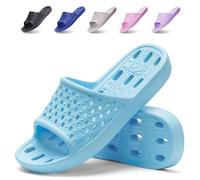 Xomiboe Shower Shoes Quick Drying Non-Slip Comfortable Men Women House Slippers, Light Blue, 7.5-8.5 Women/6-6.5 Men