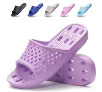Xomiboe Shower Shoes Quick Drying Non-Slip Comfortable Men Women House Slippers, Purple, 4.5-5 Women/3-3.5 Men