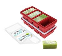 XOMOO Silicone Freezer Tray With Lid - Soup Freezer Container molds - Large Ice Cube Tray- makes 8 perfect 1 cup portions cubes, 2-Pack Freezer Storage Food Soups & Meal Prep - Oven & Dishwasher -Safe