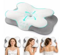 XomRo Cervical Memory Foam Neck Pillow Comfortable Supportive Neck shoulder pain relief Contour pillow Ergonomic side Back and Stomach sleeper Butterfly Orthopedic Adjustable Bed Pillow(White)
