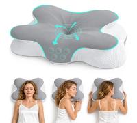 XomRo Cervical Memory Foam Neck Pillow Comfortable Supportive Neck shoulder pain relief Contour pillow Ergonomic side Back and Stomach sleeper Butterfly Orthopedic Adjustable Bed Pillow(Gray)