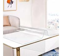 XONJEMU Clear Table Protector for Dining Room Tables,Coffee Table Transparent PVC Tablecloths,Non-slip Table Pad,1.5mm Thick Scratch-resistant Plastic Table Cloth (Transparent,1.5mm,50x105cm)