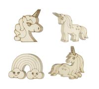Xonzmmk 32 Pack Wood Unicorn Cutouts to Paint Unfinished Wooden Unicorn Crafts Hanging Ornaments DIY Unicorn Rainbow Party Craft Gift Tags for Home Party Decoration Craft Project