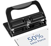 XOOL 3 Hole Punch, Heavy Duty Metal Hole Puncher for 2 or 3 Holes, 7mm Hole Diameter, 40-Sheet Capacity, Adjustable Hole Spacing, Non-Slip Base for Office & School