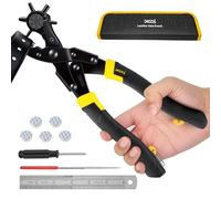 XOOL Round & Oval Leather Hole Punch Set, Upgraded Long Handle Revolving Punch Plier Kit for Belts, Watch Bands, Straps, Dog Collars, Saddles, Shoes, Fabric, DIY Home & Leather Craft Project