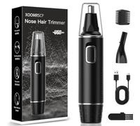 XOOMRSCP Precision Ear and Nose Hair Trimmer Clipper 360° - Safe & Efficient Electric Trimming, USB Rechargeable, Waterproof for Men Women, Dual Edge Blades for Easy Cleansing Black