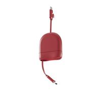 Xoopar 1m 60W Multi USB Retractable Charging Cable - USB-C Fast Charging and Lightning, Compatible with CarPlay and Ice-R Data Transfer Red