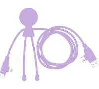 Xoopar 3-in-1 Multi USB Cable - Long Fast Charging Cable 1m 20-60W Power - USB USB-C Lightning Port - Compatible with all Mr Bio Long Fast Smartphones - Purple