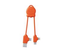 Xoopar 4 in 1 Multi USB Cable - Universal Charger with Lightning, USB-C and Micro Connectors - Ideal for Charging Smartphones, Earphones, Tablets OctoMini Orange
