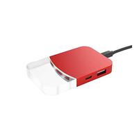 Xoopar 4 in 1 USB Hub Ultra Slim Mini Ilo USB Data Transfer Hub 3 USB 2.0 1 USB-C USB Hub Compatible with Windows XP/Vista/7/8/10, Mac OS, Linux (Red)