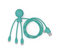 Xoopar Charger 3 & 4 in 1 Multi USB Cable - Mr Bio (Mint, 1 Meter)