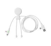 Xoopar Charger 3 & 4 in 1 Multi USB Cable - Mr Bio (White, Fast charging)