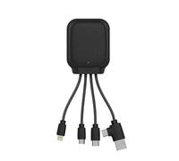 Xoopar Charging Cable NFC Function - Multi USB Ports - USB Hub 4 in 1: USB C, USB and Micro USB - Universal Charger and External Battery 3000mAh - Recycled Leather - Iné Gamma (Black)