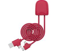 Xoopar Ice-1m Multi-USB Charging Cable USB C Lightning Cable with Data Transfer for Smartphone iPhone, Samsung, Huawei, Xiaomi, LG, Wiko - Red