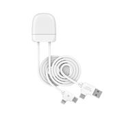 Xoopar ICE TAG 4-in-1 Integrated AirTag Multi USB Cable 1m 60W - White | 4-in-1 cable with certified built-in Apple AirTag - 60W fast charging, data transfer, USB-C and Lightning