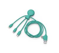 Xoopar - Mr Bio 1 m Long - 4 in 1 Multi USB Cable Mint Octopus Charger Universal Designed with Eco-friendly Materials Micro USB, USB, Lightning, USB Universal Plug for Smartphone