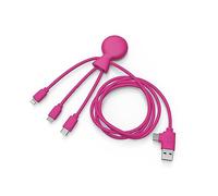 Xoopar Mr Bio 1m 4in1 Multi USB Cable Octopus Shape Pink Universal Charger Eco-Friendly Designed USB Universal Plug for Smartphones
