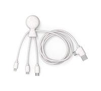 Xoopar - Mr Bio 1m long - Universal 4-in-1 octopus shaped charging cable made of eco-friendly materials Micro USB, USB, Lightning, Universal USB connector for smartphone.