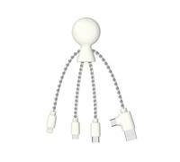 Xoopar Multi USB Cable Mr Bio Smart NFC 4-in-1 Environmentally Friendly USB Cable White Universal USB Charger for Smartphone Apple iPhone Samsung Google Huawei Xiaomi OnePlus LG Kindle