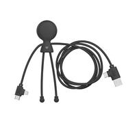 Xoopar - USB 3-in-1 Multi Cable USB-C, USB, Lightning - Mr Bio Long 1 m Made of Recycled Plastic - Quick Charge - Universal Charger iPhone, Samsung, Xiaomi, Huawei, Wiko, LG - Black