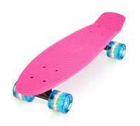 Xootz 22” Kids PP Cruiser Skateboard with LED Wheels , Mini Skateboard for Beginners, Single Kicktail, PU Wheels, ABEC-5 Bearings