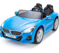 BMW Z4 Electric Ride-On Car Battery Powered Kids Toy with Two Adjustable Seats, Music, Lights, Aux Input, Ages 3-7, Blu
