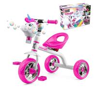 Xootz Bubble Go Unicorn Trike, Kids Trike for 3-year-old, Detachable Bubble Machine, Easy Clip Assembly - White