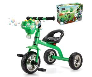 Xootz Dinosaur Bubble Go Trike for Kids with Bubble Machine Green