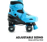 Xootz Kids Roller Skates, Adjustable Quad Skates, Blue, UK Sizes 13-3