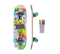 Xootz Kids Sketch Ya Deck, Colour In Skateboard for Beginners, Double Kick Trick Board, 28'' Maple Deck, Ages 3+, White, One Size