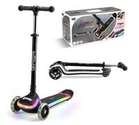 Xootz LED Dynamix 3 Wheel Kids Scooter with Light-Up Wheels, Black | LED Light-Up Wheels & Deck, Adjustable Handlebar, Lean-to-Steer, Non-Slip Deck, Max 50kg, Age 3+
