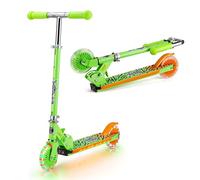 Xootz LED Scooter Wild Rider Light Up Scooter for Kids, Ages 5+, Green | Foldable Light Up Scooter with LED Deck, 60kg Max for Boys and Girls, Freestyle Kids Scooter