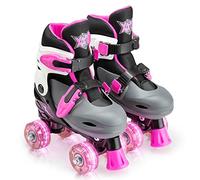 Xootz Roller Skates, Kids Adjustable Quad Skates for Beginners, with Light Up LED Wheels, Multiple Colours and Sizes, Ages 5+