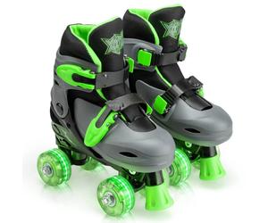Xootz Roller Skates, Kids Adjustable Quad Skates for Beginners, with Light Up LED Wheels, Multiple Colours and Sizes, Ages 5+