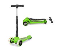 Xootz Scout Tri-Scooter, LED 3-Wheeled Light Up Scooter for Toddlers, Adjustable Bar Height and Foldable Scooter, for Kids, Girls and Boys, ages 3+, Green