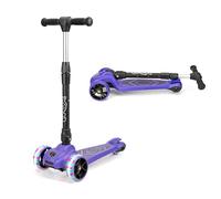 Xootz Scout Tri-Scooter, LED 3-Wheeled Light Up Scooter for Toddlers, Adjustable Bar Height and Foldable Scooter, for Kids, Girls and Boys, ages 3+, Purple