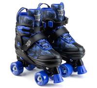 Xootz Semi Soft Jet Skates, Kids Adjustable Roller Skates, Blue Quad Skates with PVC Wheels, High Impact PP Boot, 608Z Bearings, Girls Boys Roller Skates for Ages 5+