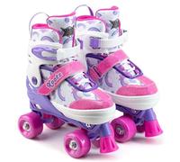 Xootz Semi Soft Stardust Skates, Kids Adjustable Roller Skates, Glitter Print Quad Skates with PVC Wheels, High Impact PP Boot, 608Z Bearings, Girls Boys Roller Skates for Ages 5+