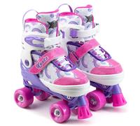 Xootz Semi Soft Stardust Skates, Kids Adjustable Roller Skates, Glitter Print Quad Skates with PVC Wheels, High Impact PP Boot, 608Z Bearings, Girls B