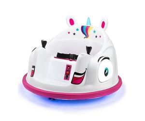 XOOTZ Unicorn Kids' Electric Bumper Car Ride-On Toy - White & Pink, White,Pink