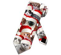 Xoovtka Cat Ties Mens Kitty Christmas Neckties Santa Cats