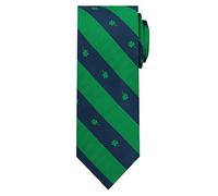 Xoovtka Men's Woven Saint Patrick's Day Irish Stripe Green Navy Blue Neck Tie Green Shamrocks - Regular