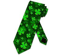 Xoovtka St. Patrick's Day Ties Mens Clover Necktie Lucky Four Leaf Clover Tie