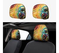 XOPEKVLAWM 1 PCS Car Headrest Covers Soft Breathable Cars Head Rest Cover Protector Abstract Music Themed Headrest Covers Personalized Car Seat Head Rest Cover for SUV Sedan Trucks Cars Accessories